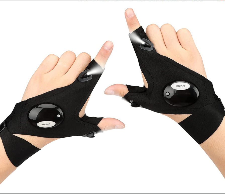 LED Flashlight Gloves for Camping and Night Running