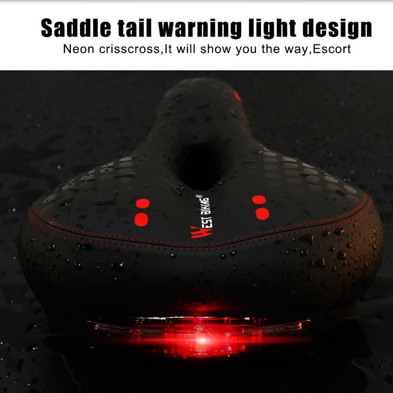 Comfortable Bike Seat with Shock Absorption and Light